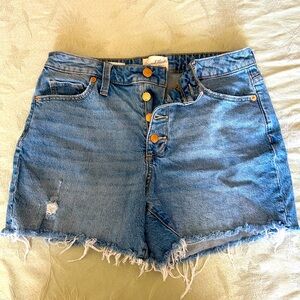 Denim Blue Women's Shorts universal thread button fly vintage midi
